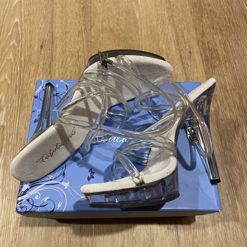 Clear platform heels